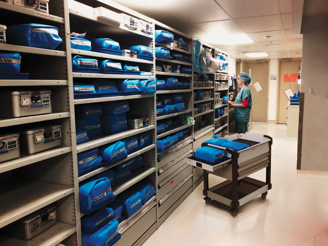 Medical Supply Shelving and Mobile Cart