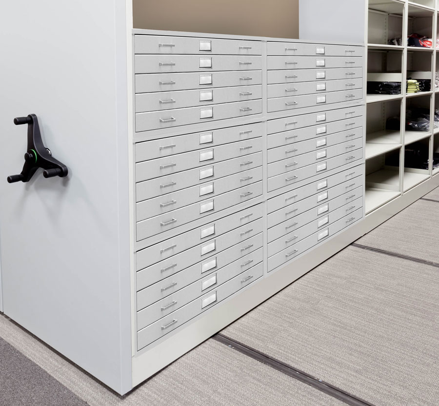 Mobile Shelving with Flat Files