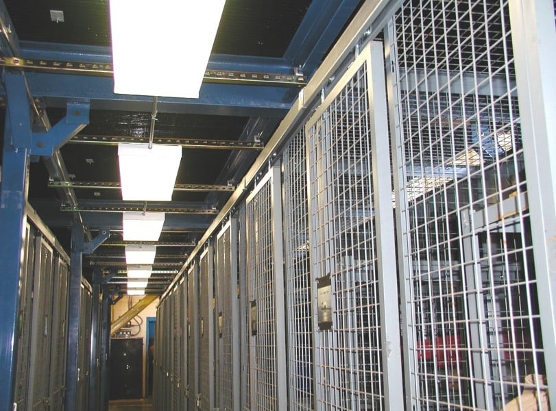 Welded Wire Lockers below mezzanine