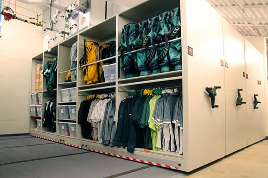 Mobile Shelving for Athletic Gear